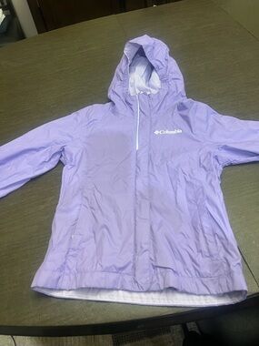 Columbia Purple Hooded Kids Rain Jacket